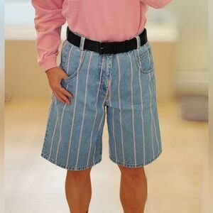 T by Alexander Wang Striped Denim Shorts